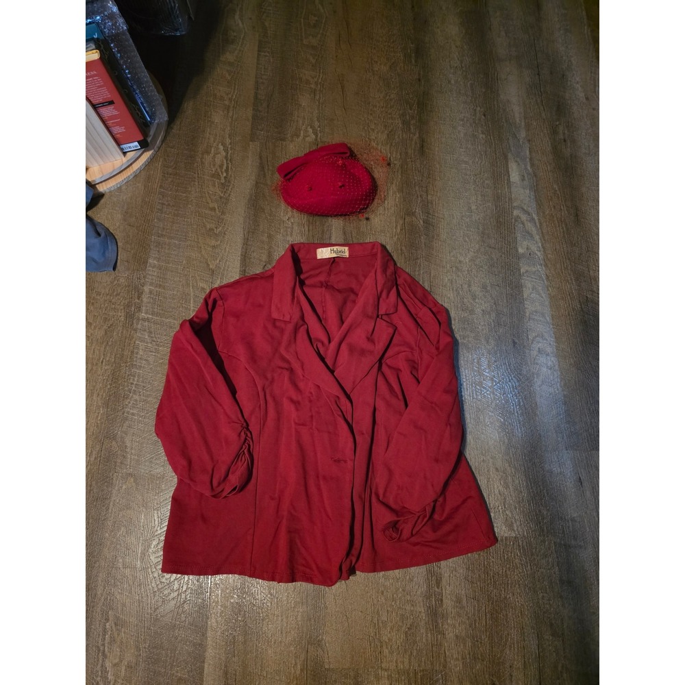 Hybrid Costume Jacket Hat Set XL Red Excellent Carmen Sandiego Cosplay Stretchy